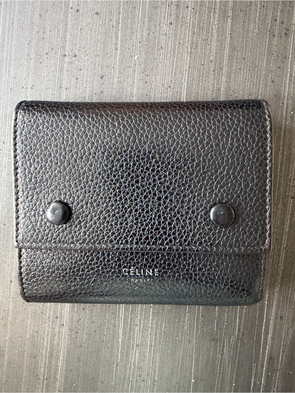 Celine Black Pebbled Leather Wallet